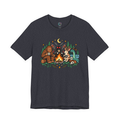 Cryptid Campfire T-Shirt – Bigfoot, Mothman & Nessie Tee