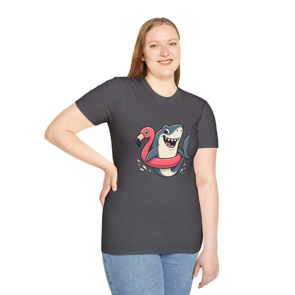 Shark & Flamingo Floatie T-Shirt – Funny Beach & Pool Day Tee