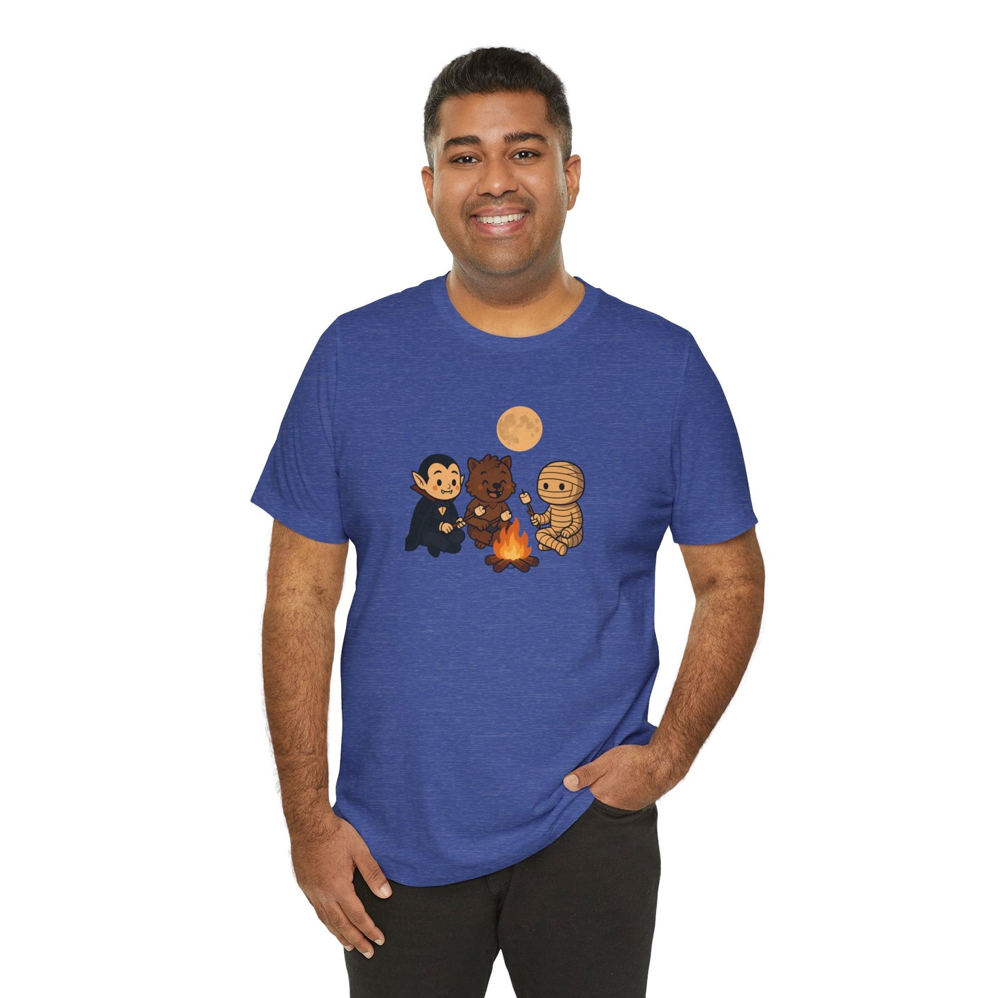 Halloween Monsters Campfire T-Shirt – Cute Monster Shirt with Roasting Marshmallows