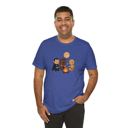 Halloween Monsters Campfire T-Shirt – Cute Monster Shirt with Roasting Marshmallows