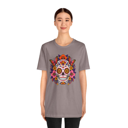 Floral Sugar Skull T-Shirt – Colorful Día de los Muertos Inspired Tee