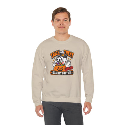 Trick-or-Treat Quality Control Sweatshirt – Funny Halloween Cozy Top
