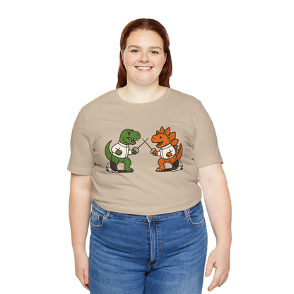 Dinosaur Fencing T-Shirt – T-Rex vs Stegosaurus Tee
