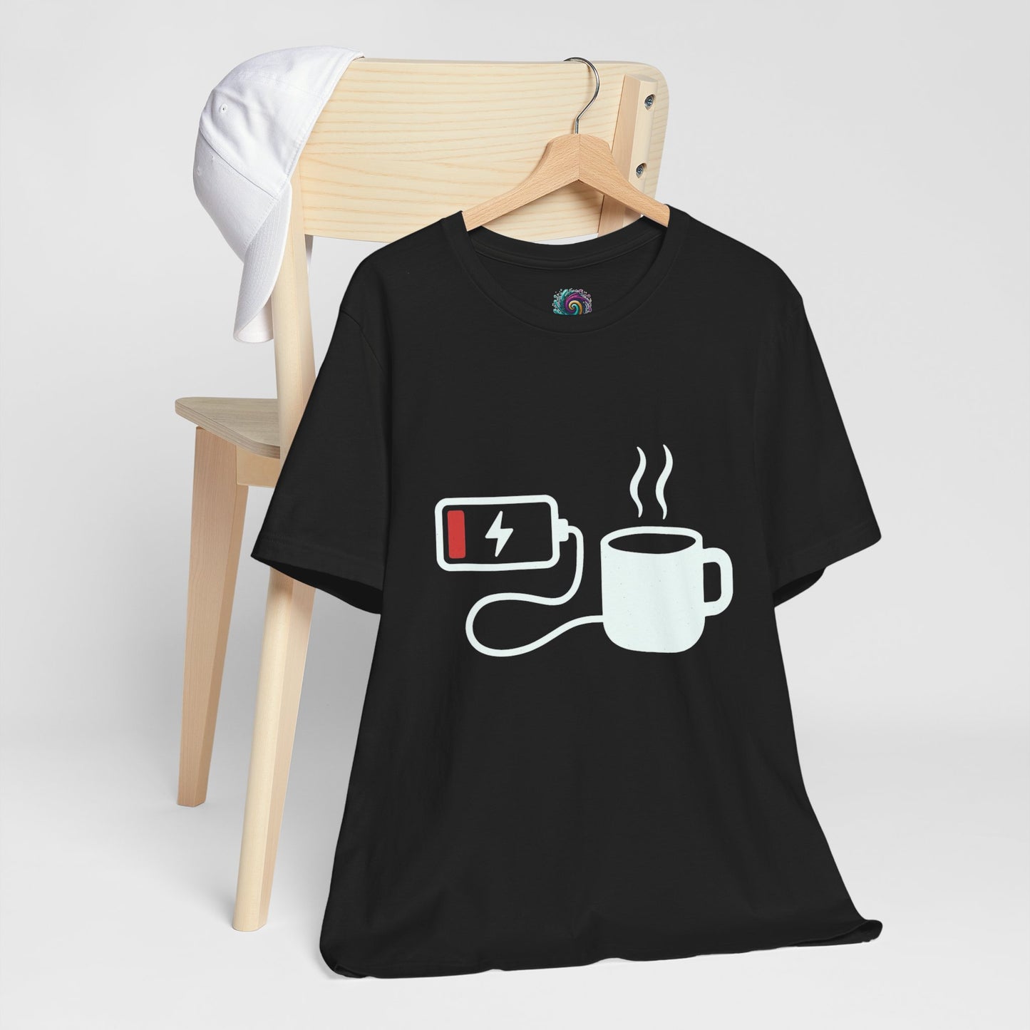 Low Battery Need Coffee Tee – Funny Caffeine Graphic T-Shirt