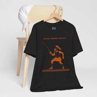 “Victory Through Velocity” Ares Fencing Saber T-Shirt
