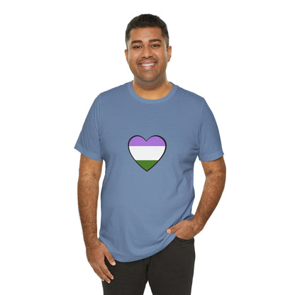Genderqueer Flag Heart T-Shirt – Unisex LGBTQ+ Graphic Tee