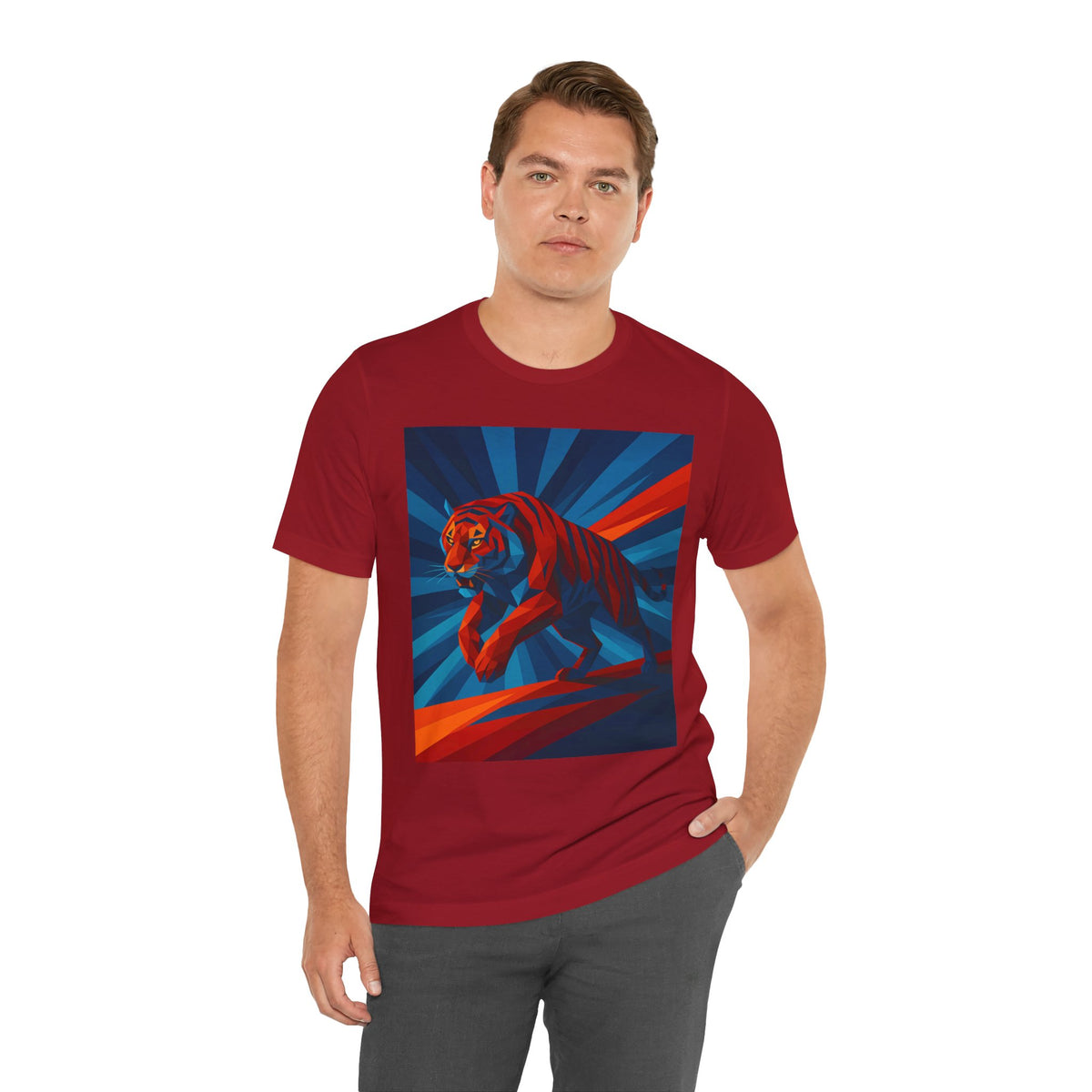 Geometric Tiger T-Shirt – Bold Jungle Animal Tee in Abstract Style - WhimSpin - https://whimspin.com