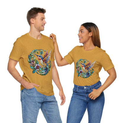 Stained Glass Hummingbird Tee – Vibrant Nature Shirt - WhimSpin - https://whimspin.com
