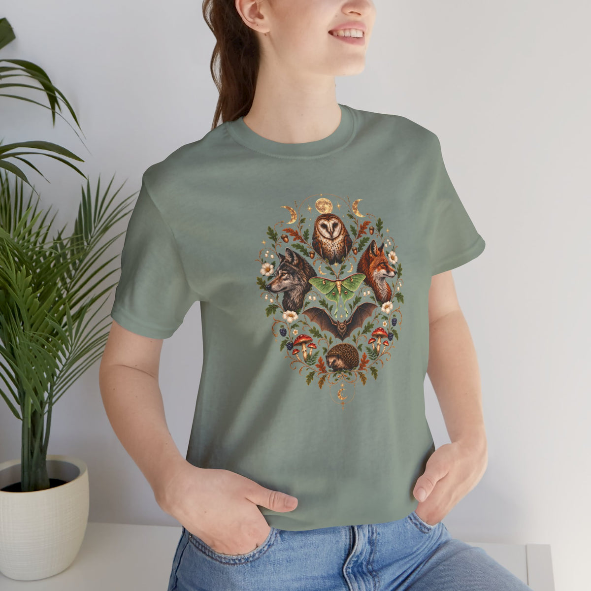 Nocturnal Woodland Animals T-Shirt – Moonlit Nature Tee