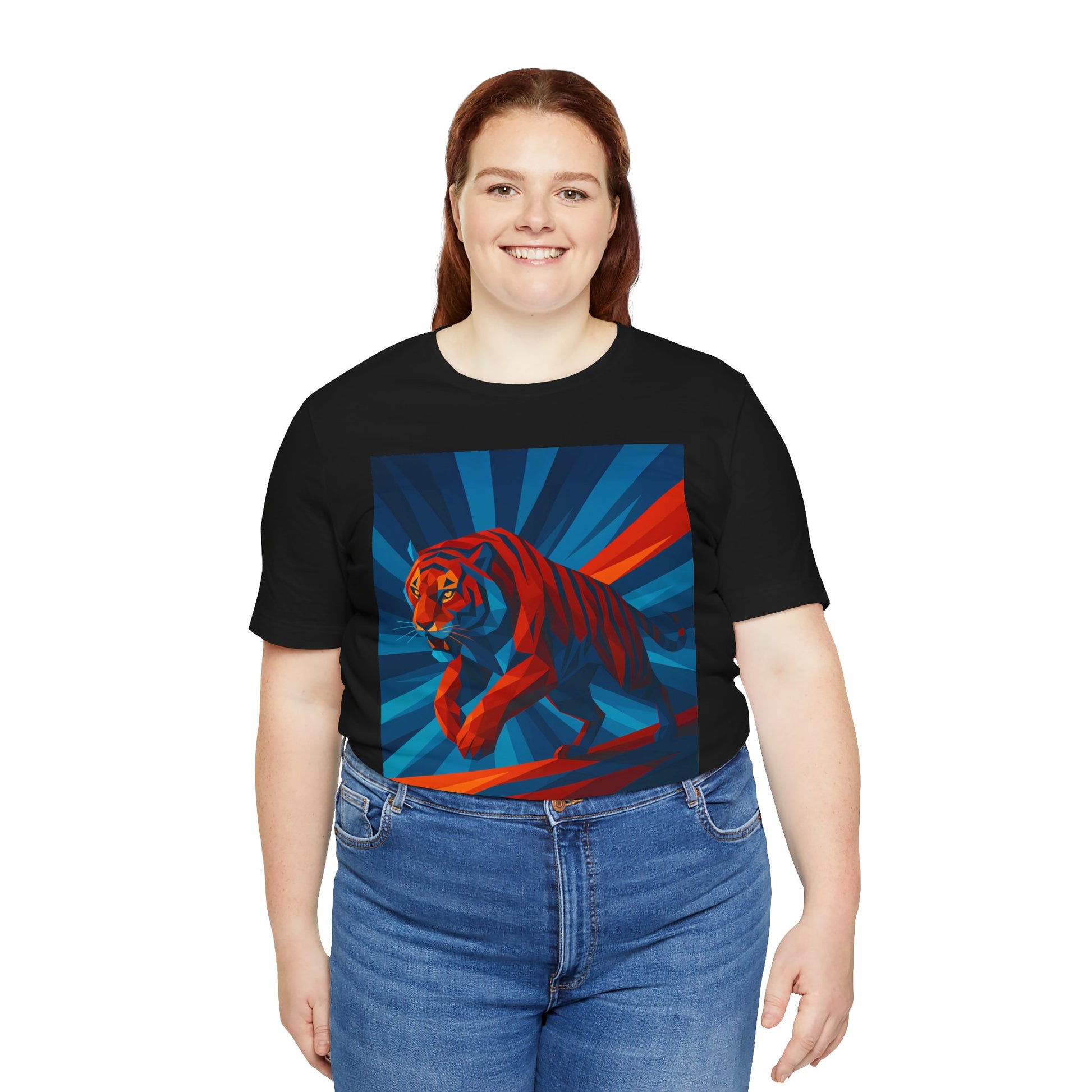 Geometric Tiger T-Shirt – Bold Jungle Animal Tee in Abstract Style - WhimSpin - https://whimspin.com