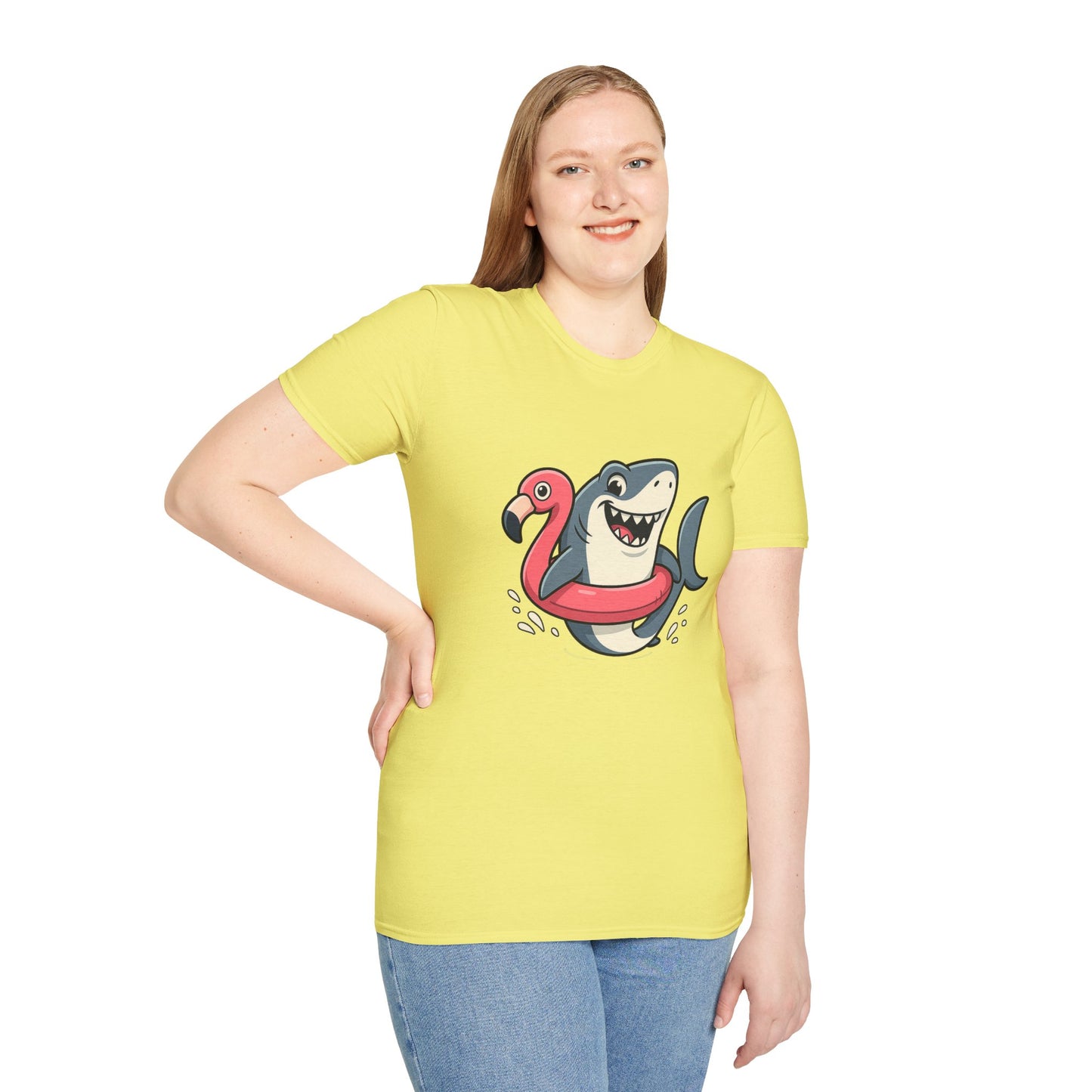 Shark & Flamingo Floatie T-Shirt – Funny Beach & Pool Day Tee