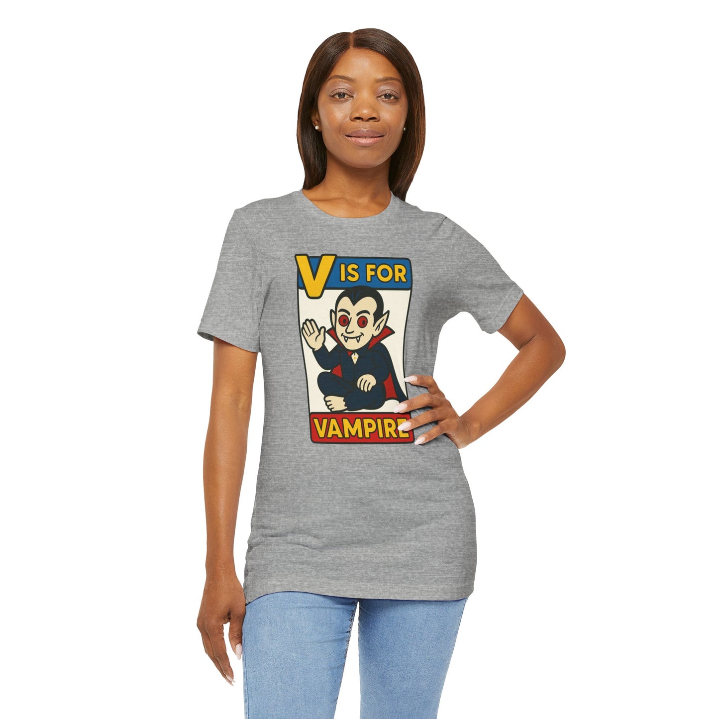 V is for Vampire T-Shirt – Funny Halloween Legend Alphabet Tee