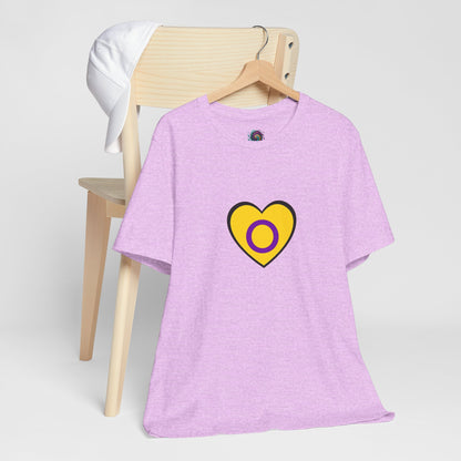 Intersex Pride Flag Heart T-Shirt – Minimalist LGBTQ+ Support Tee