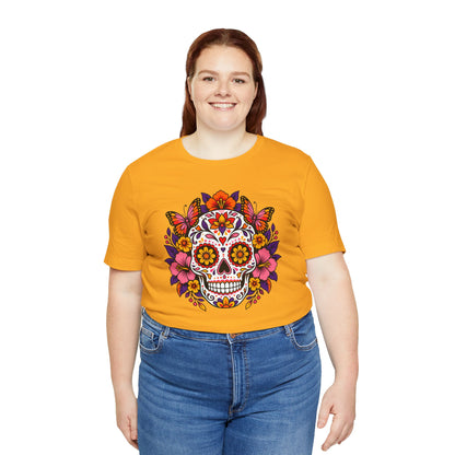 Floral Sugar Skull T-Shirt – Colorful Día de los Muertos Inspired Tee