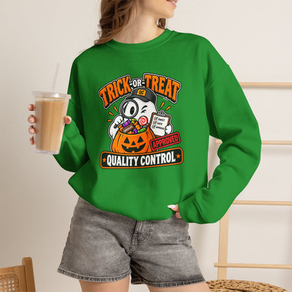 Trick-or-Treat Quality Control Sweatshirt – Funny Halloween Cozy Top