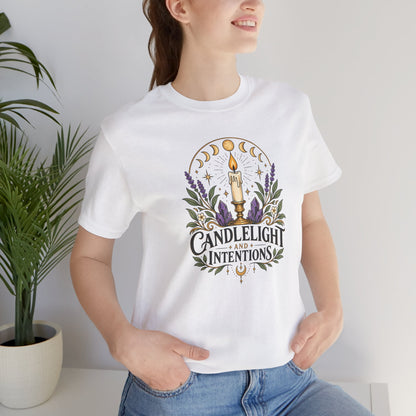 Candlelight and Intentions T-Shirt – Witchy Celestial Tee