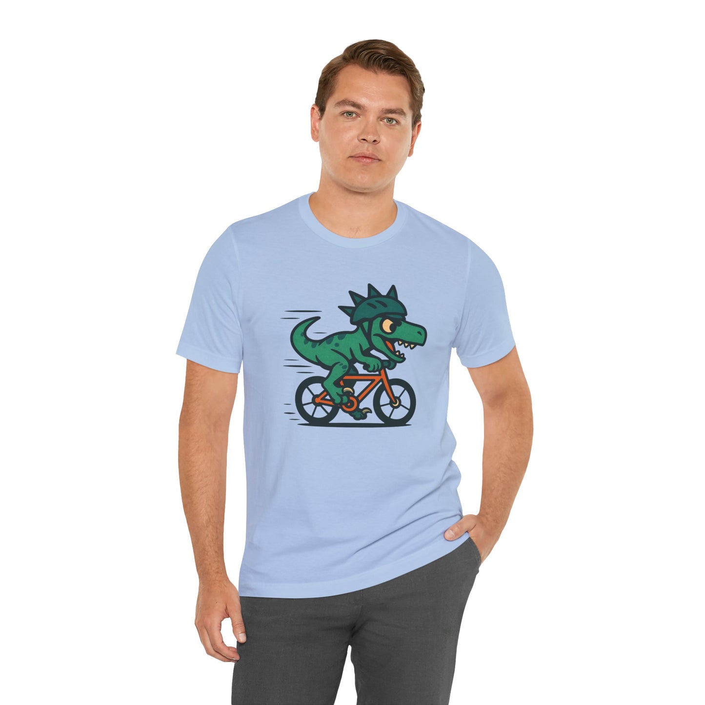 Velociraptor on a Bike T-Shirt – Funny Dino Velo Tee