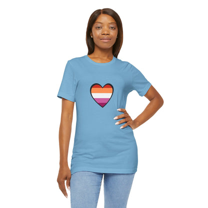 Lesbian Flag Heart T-Shirt – Bold LGBTQ+ Graphic Tee