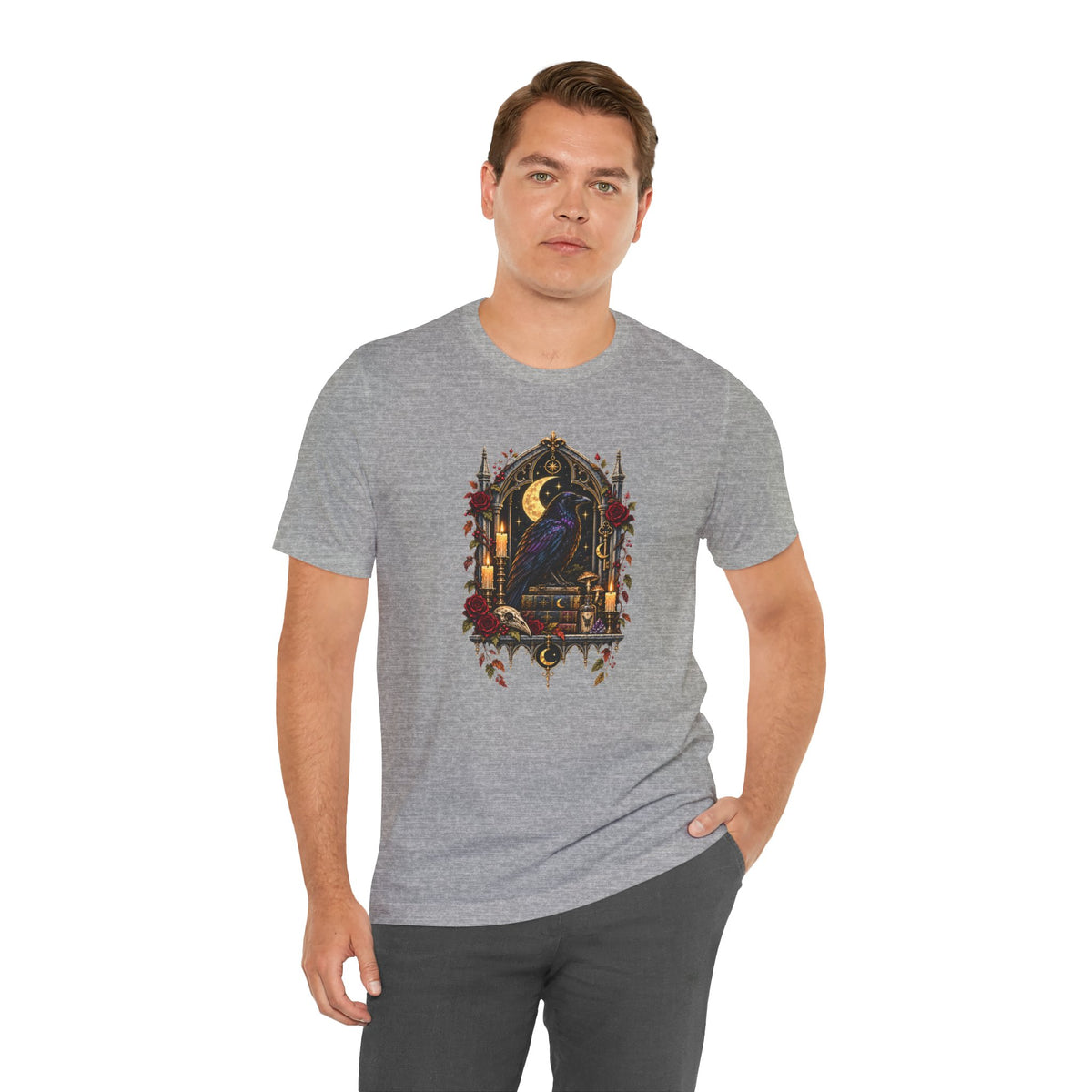 Raven’s Reliquary Tee – Gothic Moonlit Raven T-shirt