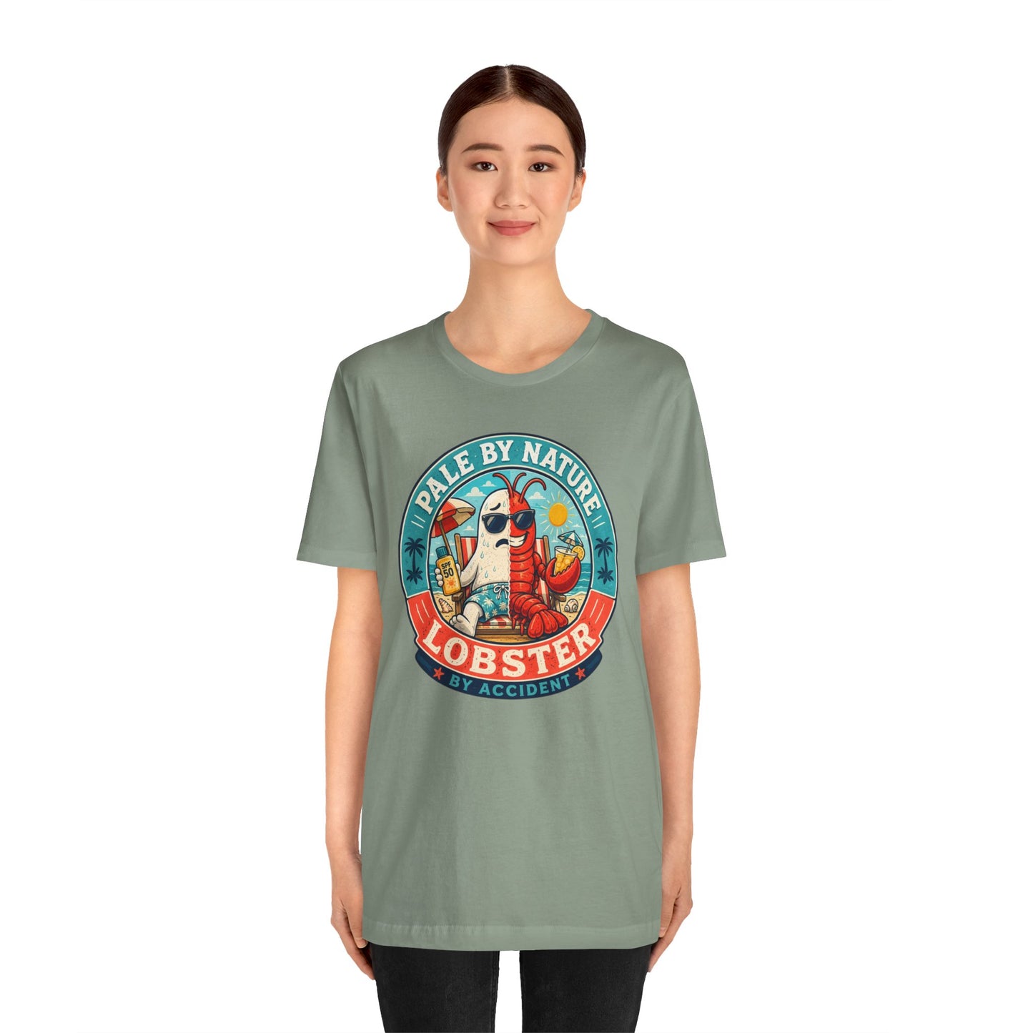 Pale by Nature Lobster by Accident T-Shirt – Funny Sunburn Summer Graphic Tee