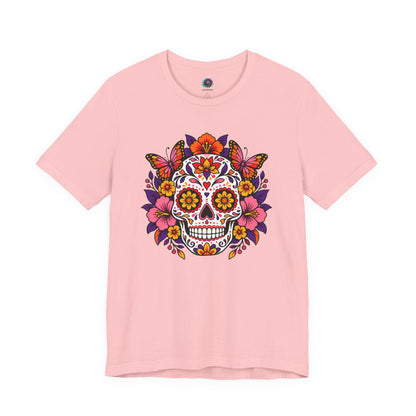 Floral Sugar Skull T-Shirt – Colorful Día de los Muertos Inspired Tee