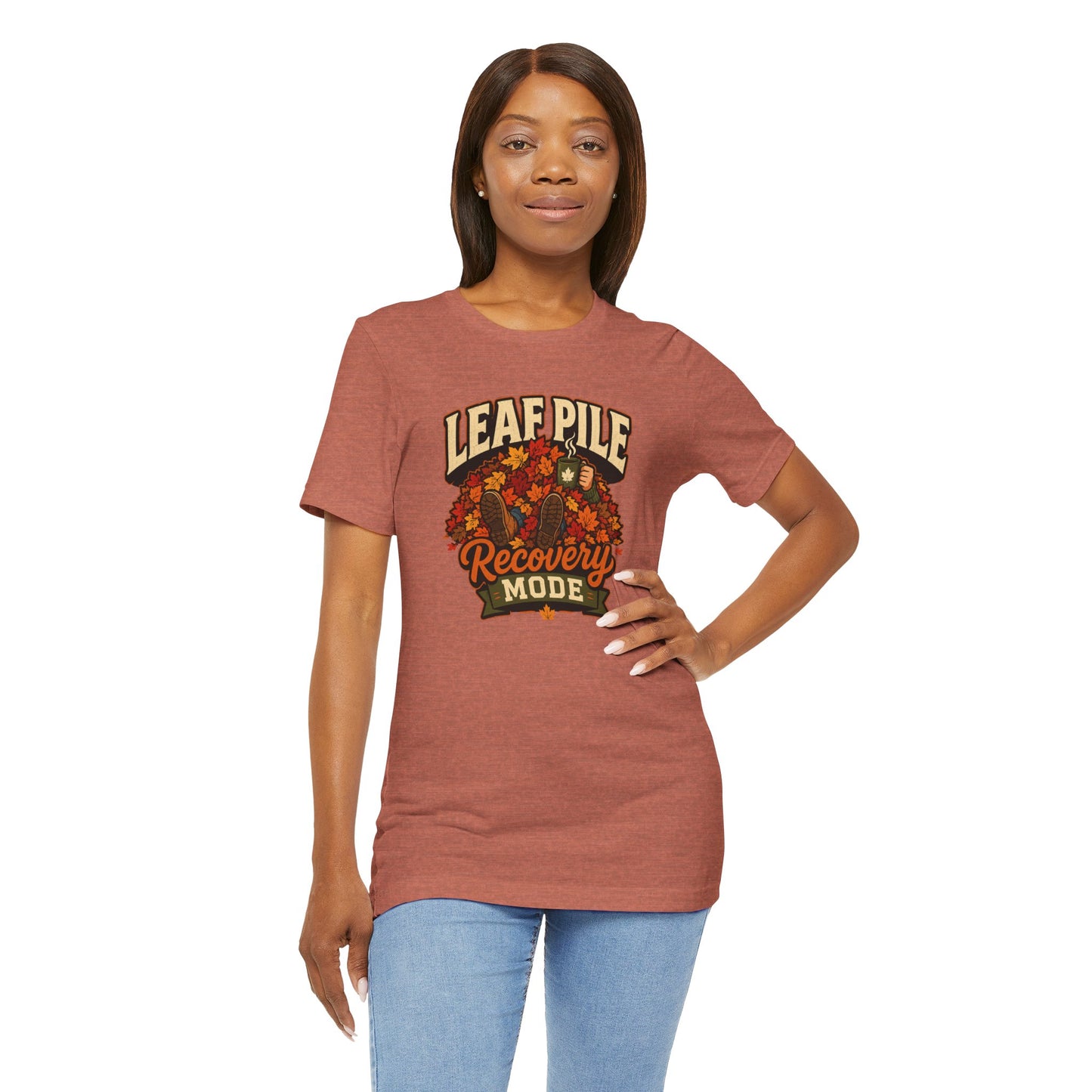 Leaf Pile Recovery Mode T-Shirt – Funny Fall Leaves Tee