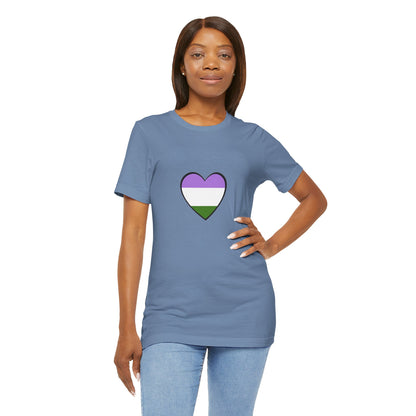 Genderqueer Flag Heart T-Shirt – Unisex LGBTQ+ Graphic Tee