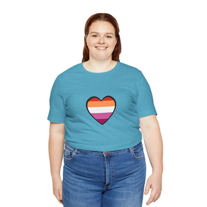 Lesbian Flag Heart T-Shirt – Bold LGBTQ+ Graphic Tee