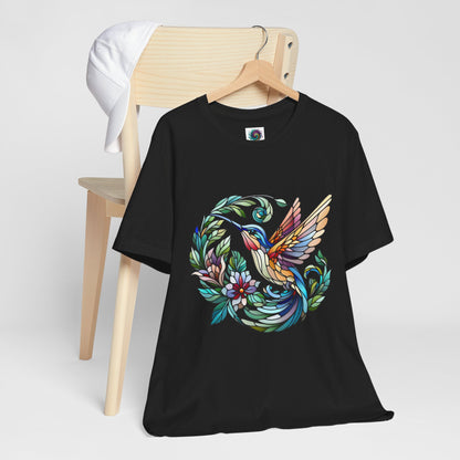 Stained Glass Hummingbird Tee – Vibrant Nature Shirt - WhimSpin - https://whimspin.com