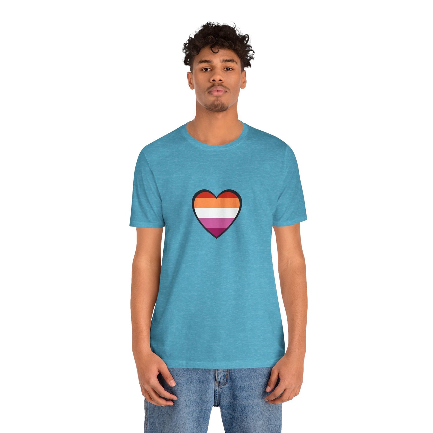 Lesbian Flag Heart T-Shirt – Bold LGBTQ+ Graphic Tee