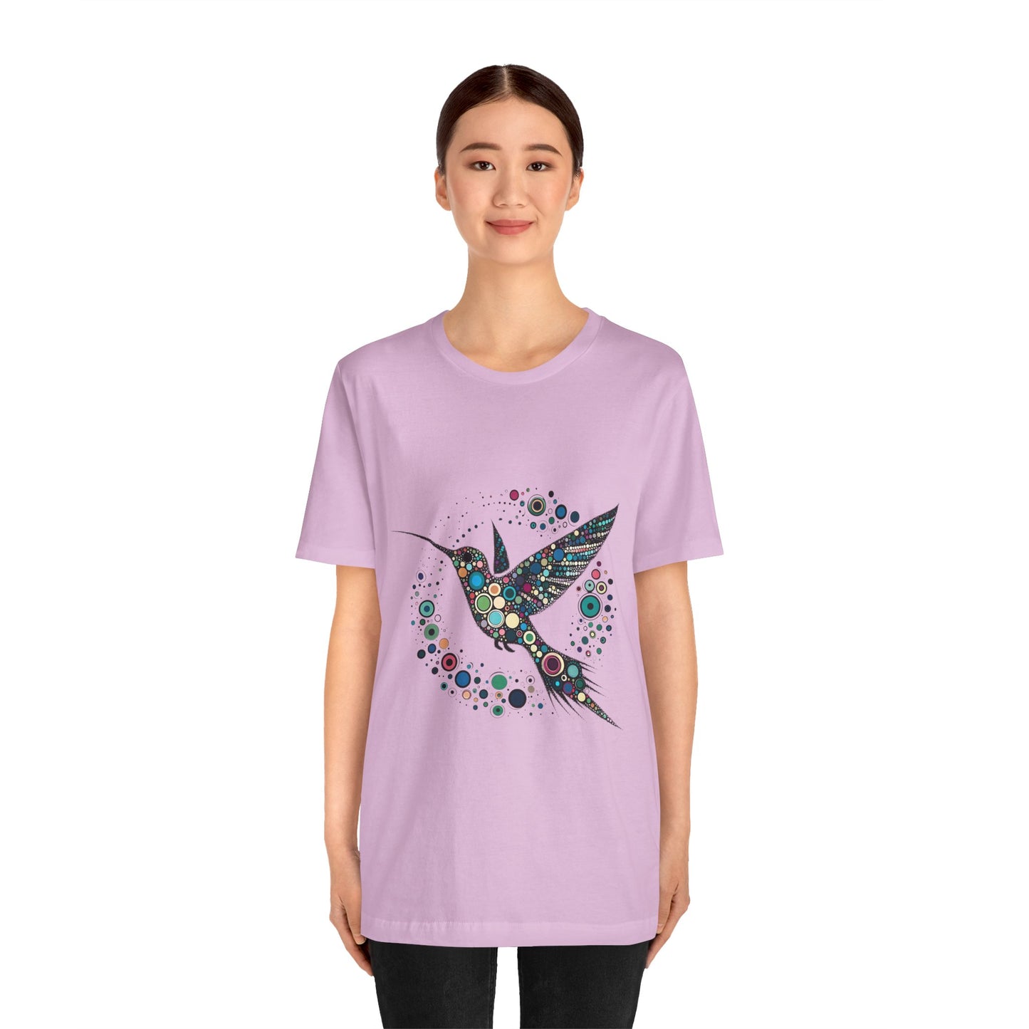 Hummingbird Dot Art T-Shirt – Colorful Nature-Inspired Graphic Tee