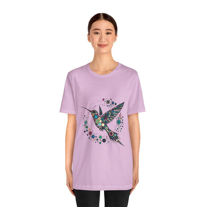 Hummingbird Dot Art T-Shirt – Colorful Nature-Inspired Graphic Tee