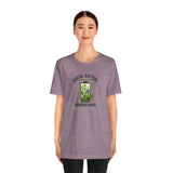 Heather mauve T-shirt with centered “Garden Mode” plant graphic and charging slogan