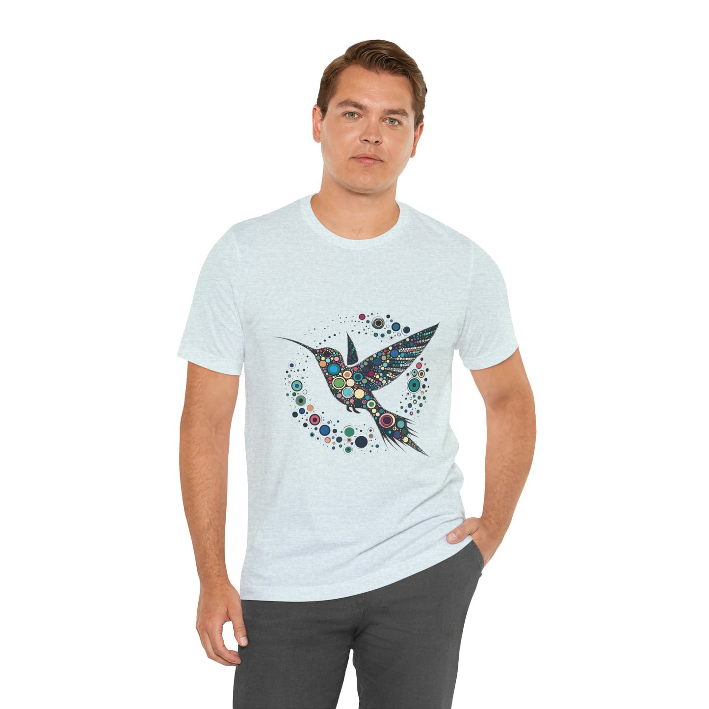 Hummingbird Dot Art T-Shirt – Colorful Nature-Inspired Graphic Tee