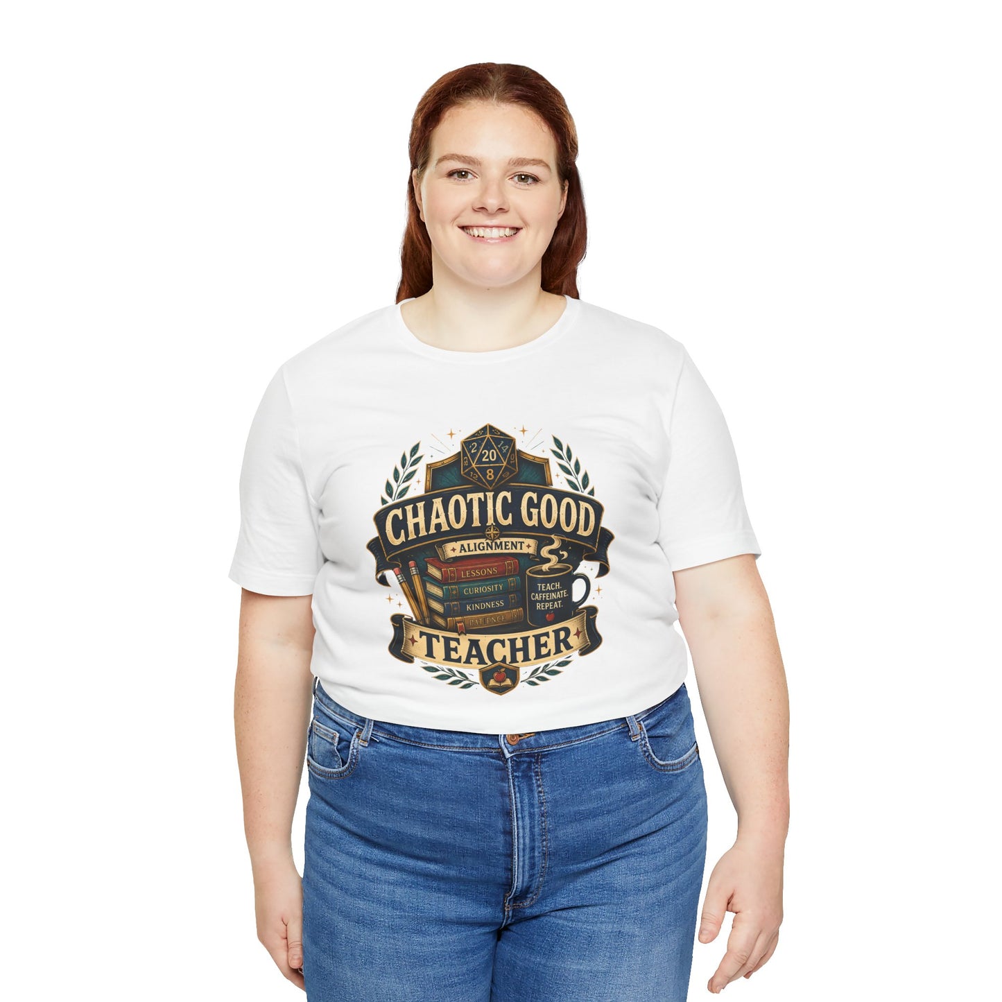 Chaotic Good Teacher T-Shirt – RPG Teacher Graphic Tee