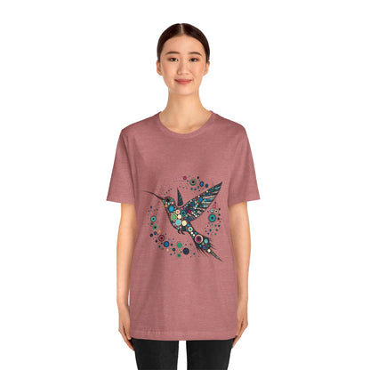 Hummingbird Dot Art T-Shirt – Colorful Nature-Inspired Graphic Tee