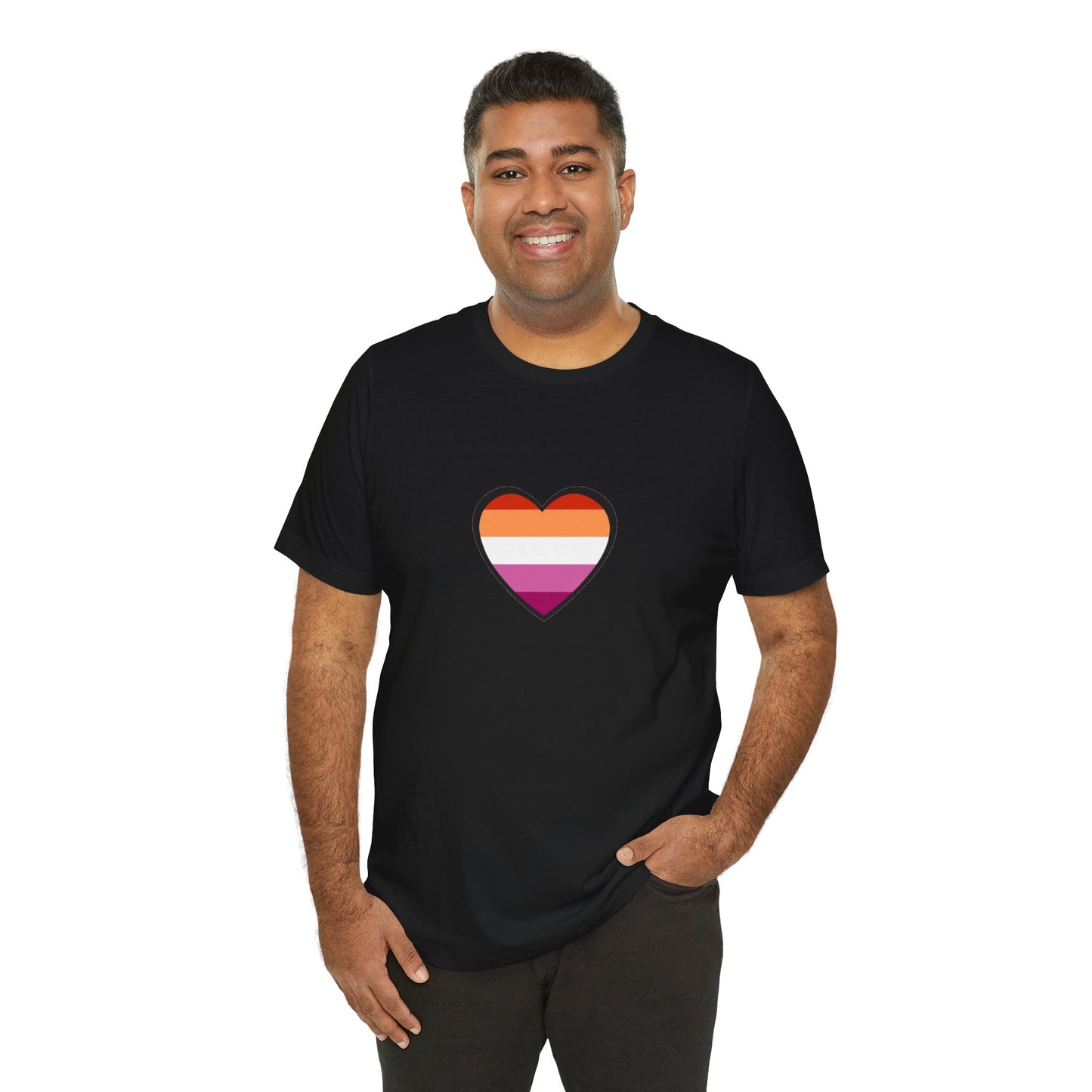 Lesbian Flag Heart T-Shirt – Bold LGBTQ+ Graphic Tee