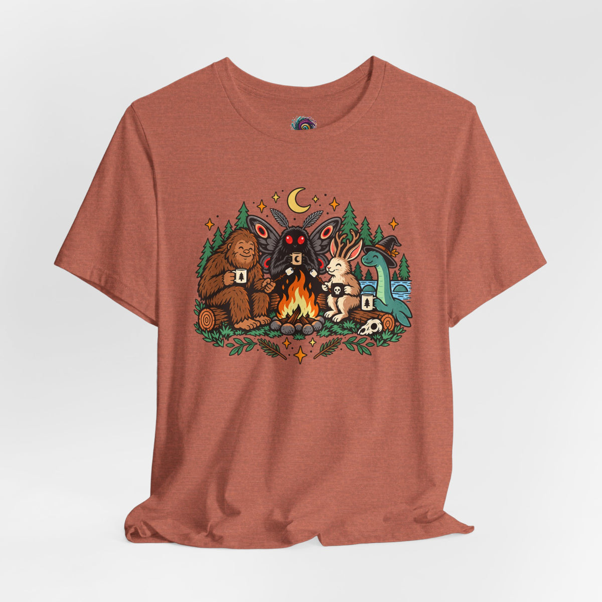 Cryptid Campfire T-Shirt – Bigfoot, Mothman & Nessie Tee