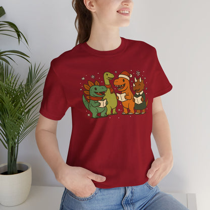 Dinosaur Carolers T-Shirt – Cute Dino Christmas Singing Tee