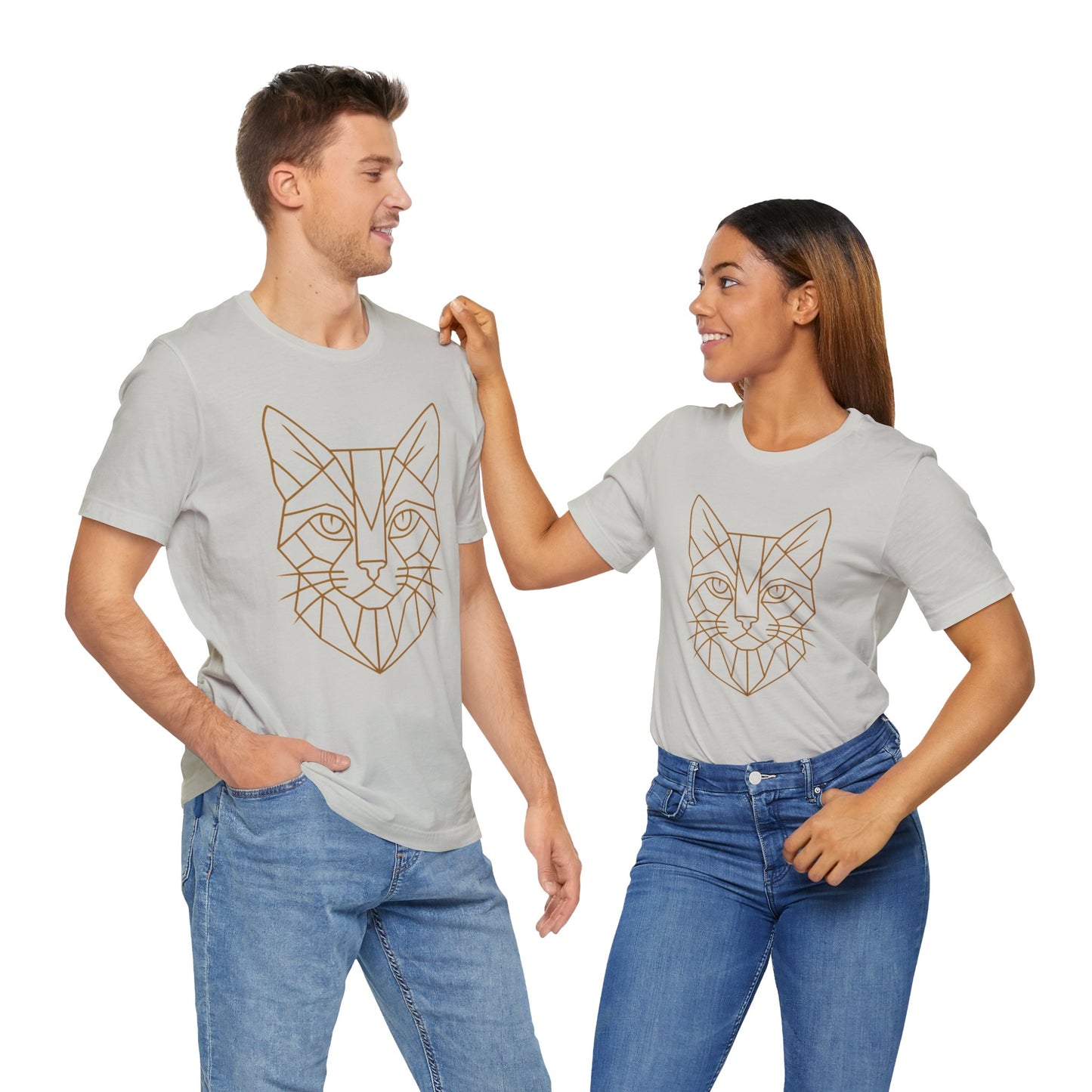 Geometric Cat T-Shirt – Minimalist Line Art Tee