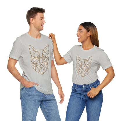Geometric Cat T-Shirt – Minimalist Line Art Tee