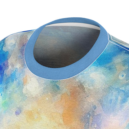 Watercolor Dream Tee – Sunset Lake Serenity for Women