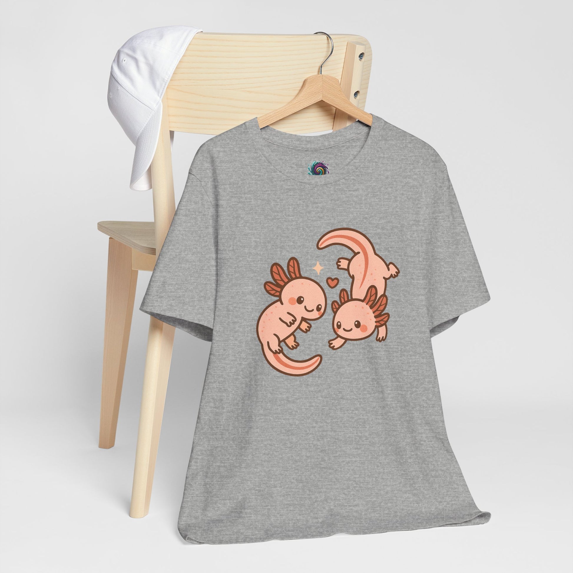 Kawaii Axolotl T-Shirt – Cute Tee with Smiling Axolotls - WhimSpin - https://whimspin.com