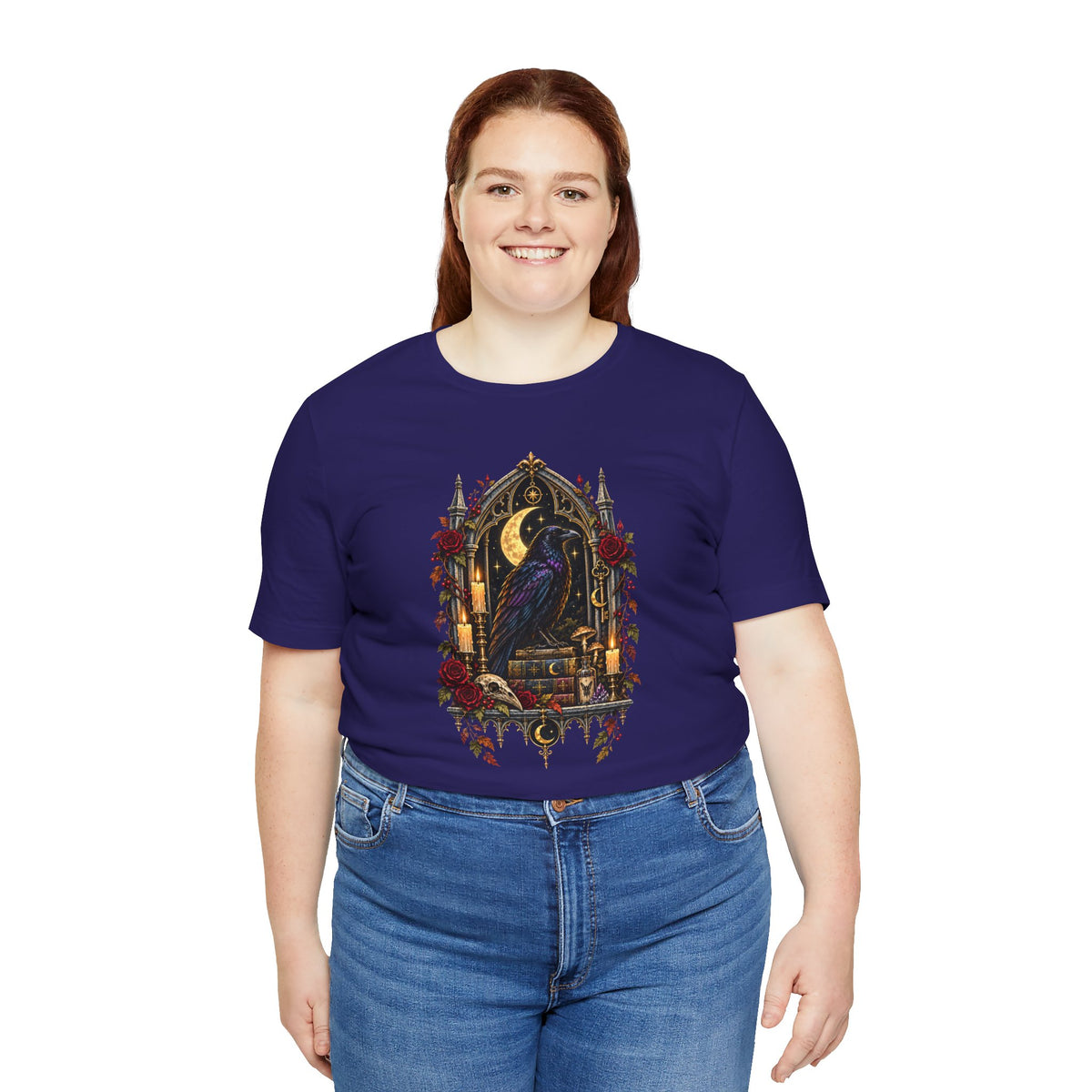 Raven’s Reliquary Tee – Gothic Moonlit Raven T-shirt