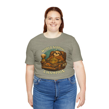 World Napping Champion T-Shirt – Funny Sloth Nap Tee