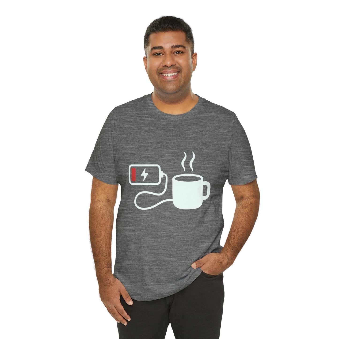 Low Battery Need Coffee Tee – Funny Caffeine Graphic T-Shirt