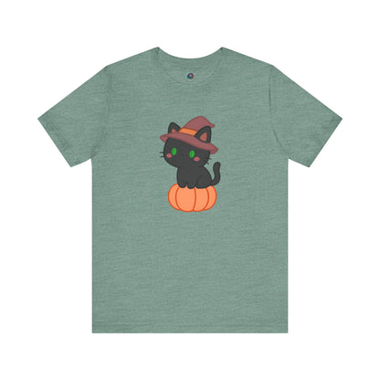 Halloween Cat Shirt – Cute Cat on a Pumpkin Graphic Tee