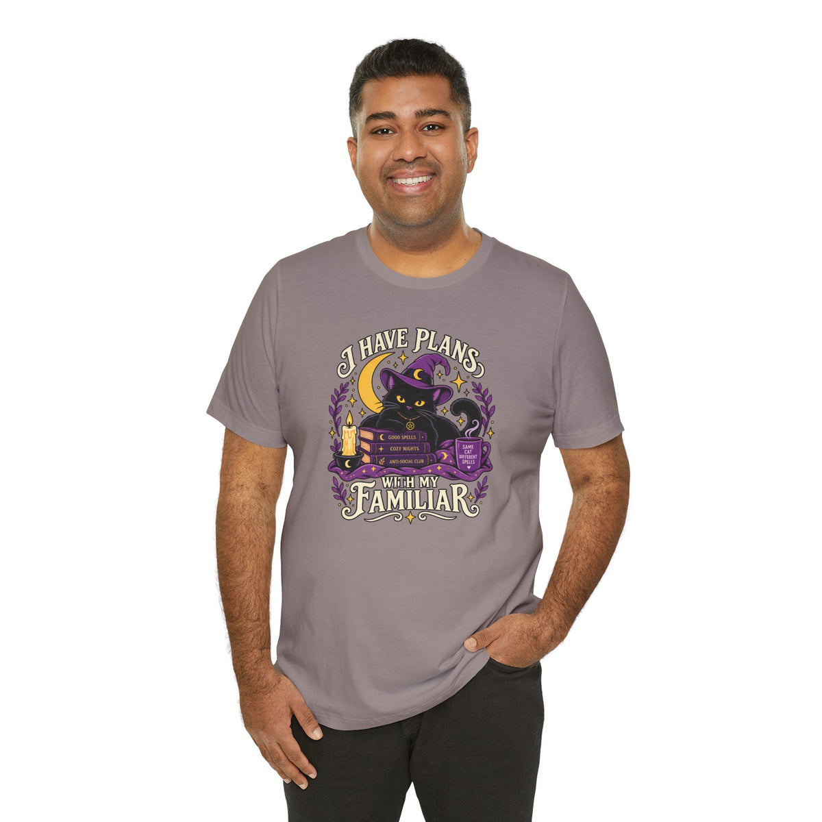 I Have Plans With My Familiar T-Shirt - Funny Witchy Introvert Cat Tee