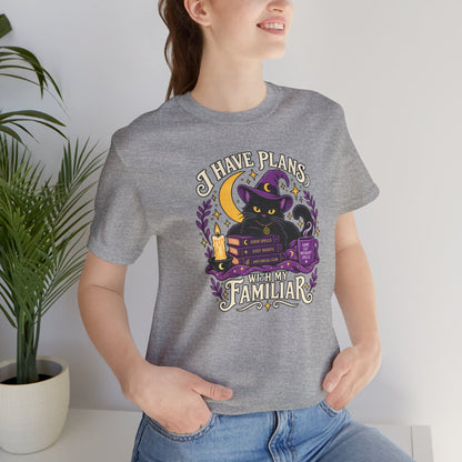 I Have Plans With My Familiar T-Shirt - Funny Witchy Introvert Cat Tee