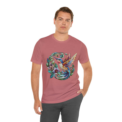 Stained Glass Hummingbird Tee – Vibrant Nature Shirt - WhimSpin - https://whimspin.com